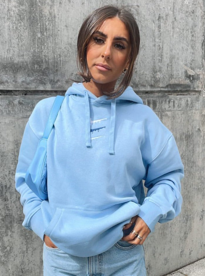 Paint Spill Women's Embroidered Hoodie Baby Blue