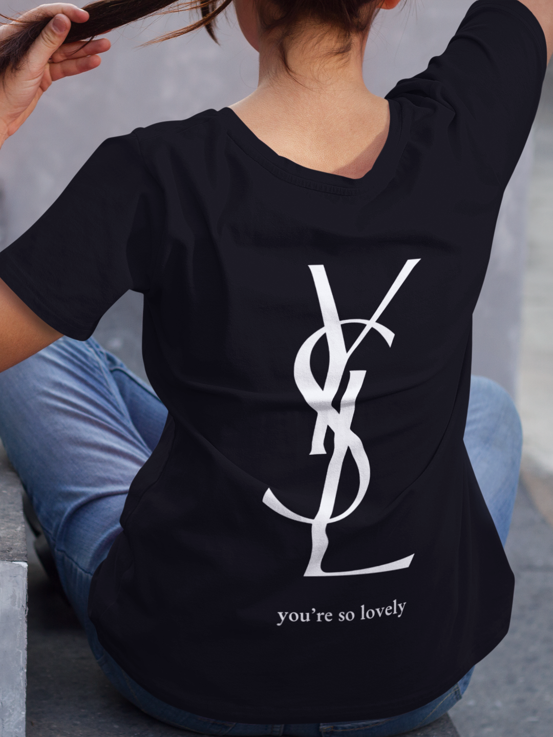 Black Your So Lovely Printed T-Shirt Out The Purse