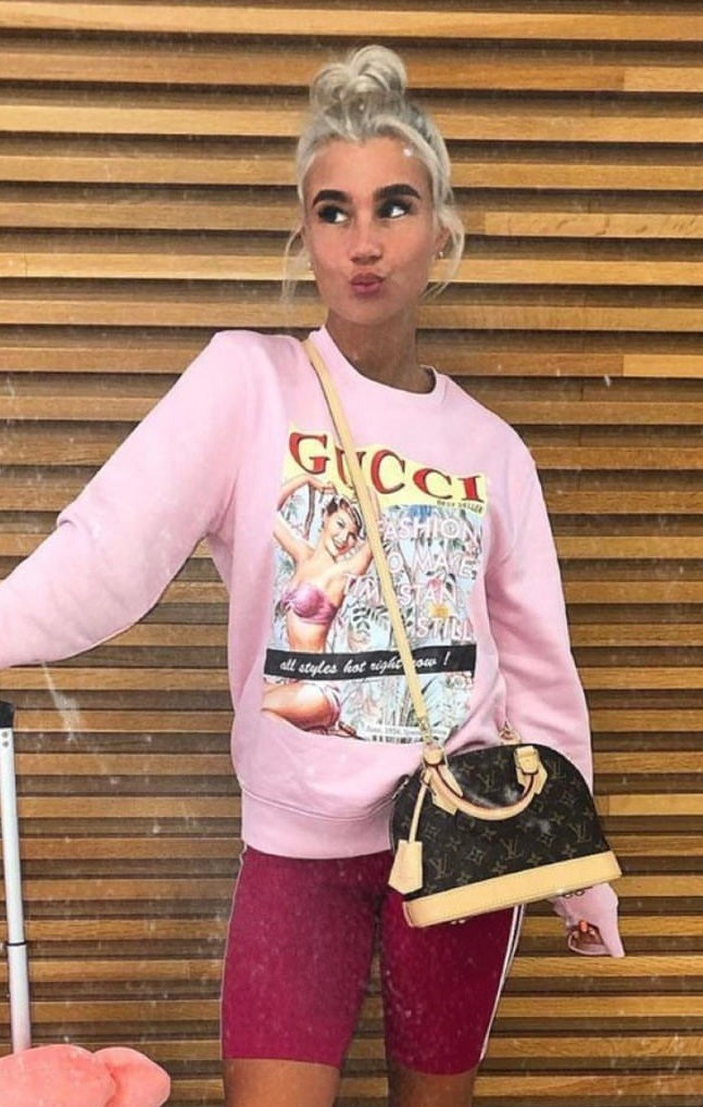 Retro Magazine Women's Sweatshirt Pink - Out The Purse UK