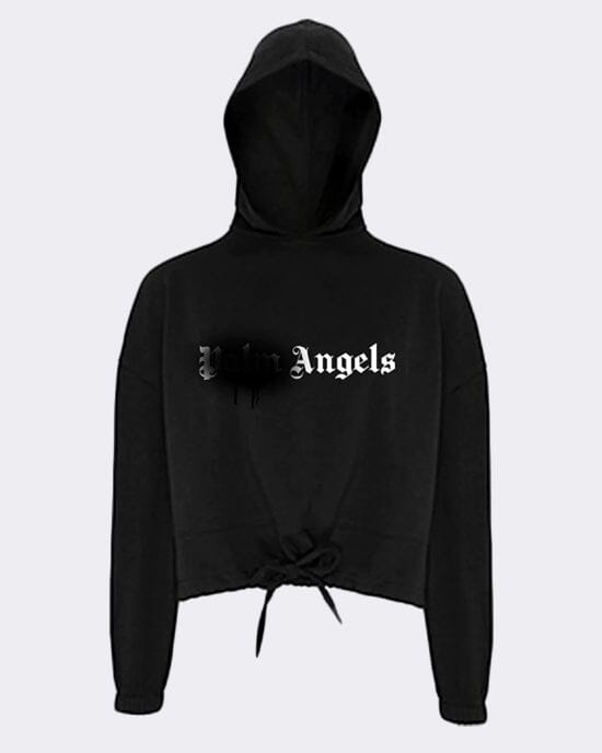 Angels Spray Paint Cropped Oversized Hoodie Hoodie Out The Purse UK 