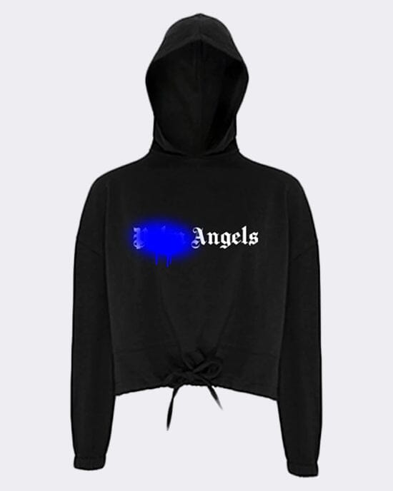 Angels Spray Paint Cropped Oversized Hoodie Hoodie Out The Purse UK 