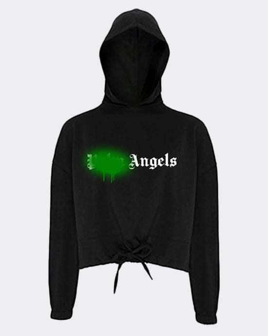 Angels Spray Paint Cropped Oversized Hoodie Hoodie Out The Purse UK 