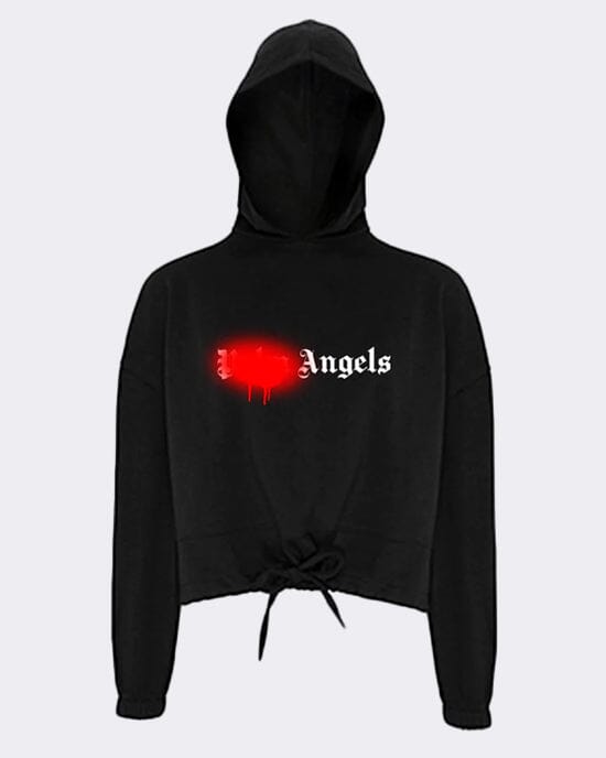 Angels Spray Paint Cropped Oversized Hoodie Hoodie Out The Purse UK 